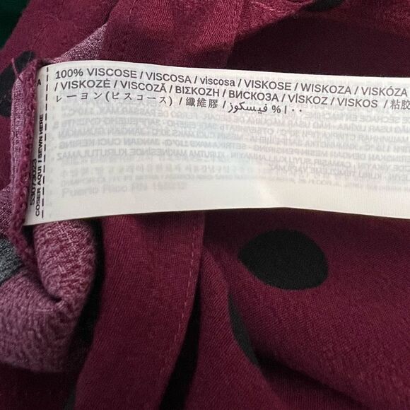 Mango Burgundy Black Dot Wrap Mini Skirt - Picture 7 of 7